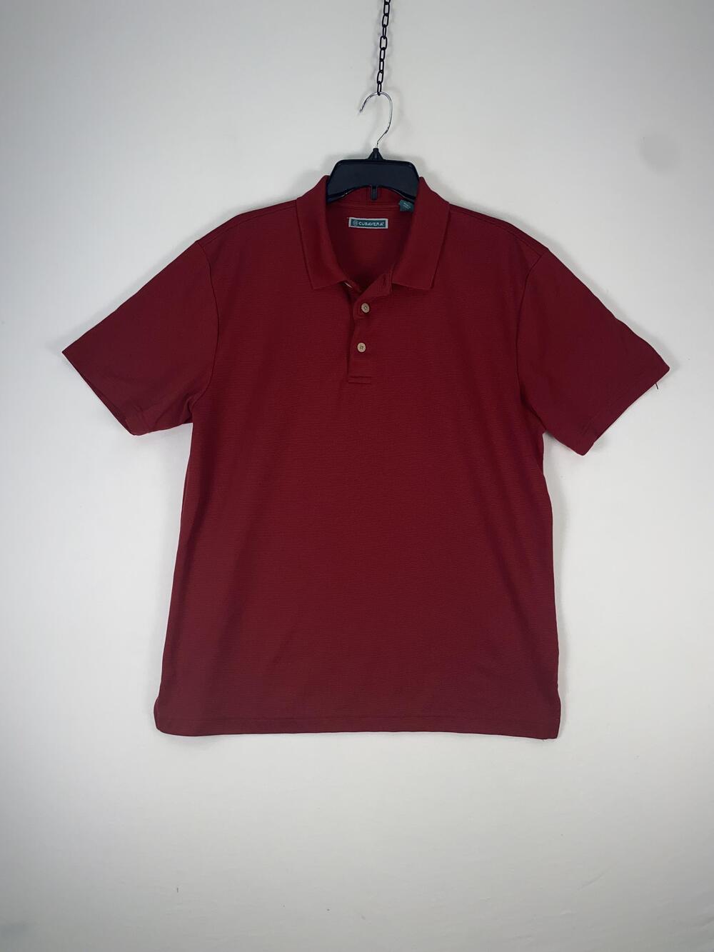 Cubavera Polo Shirt Mens Large Red 100% Polyester Short Sleeve Casual Knit